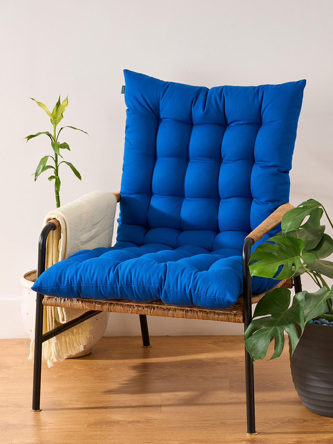 SKANDA FAB Blue Cotton Rectangular Floor Cushion