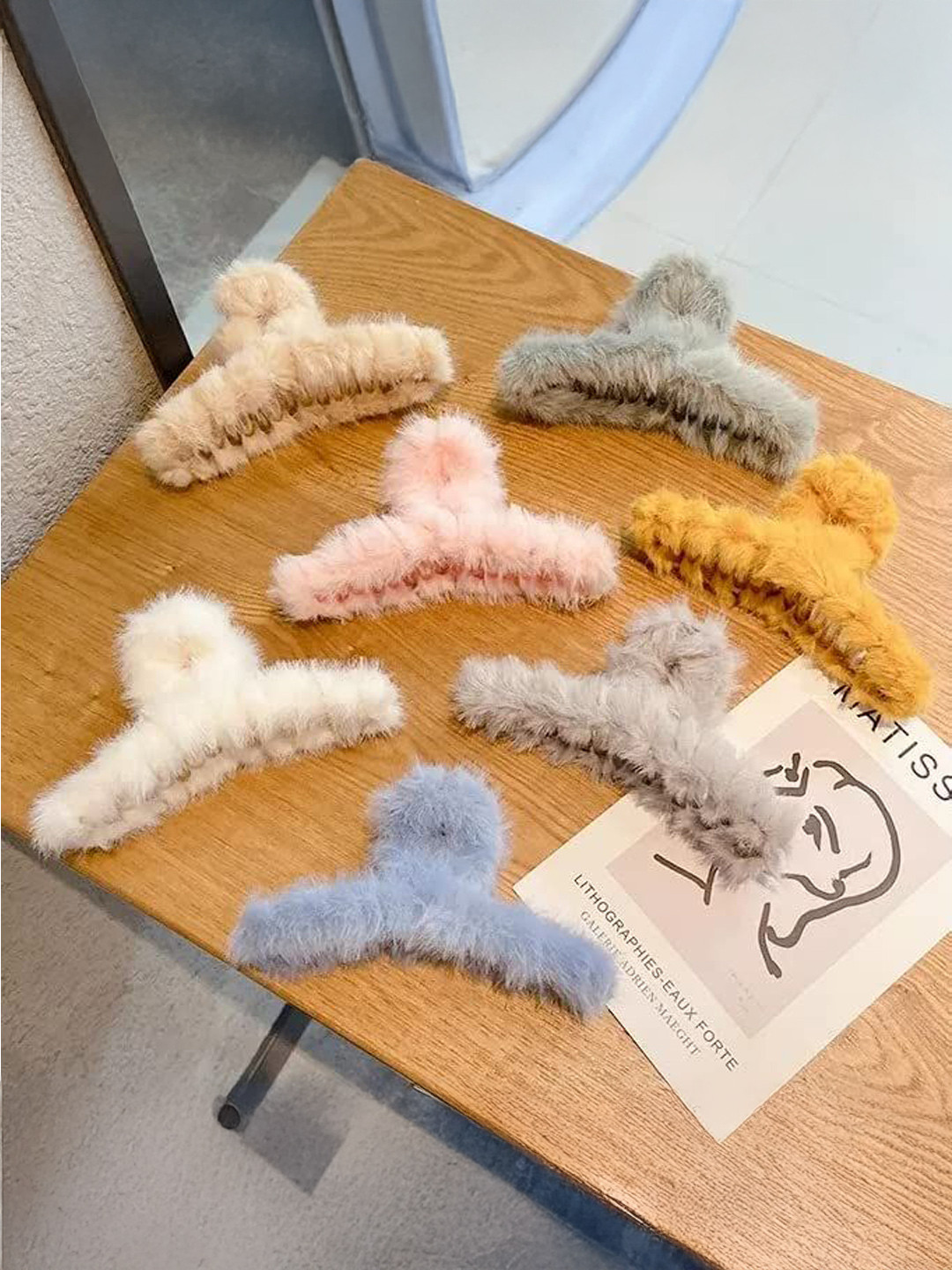 BEAUTY GIRLS Women Set of 7 Fur Claw Clip