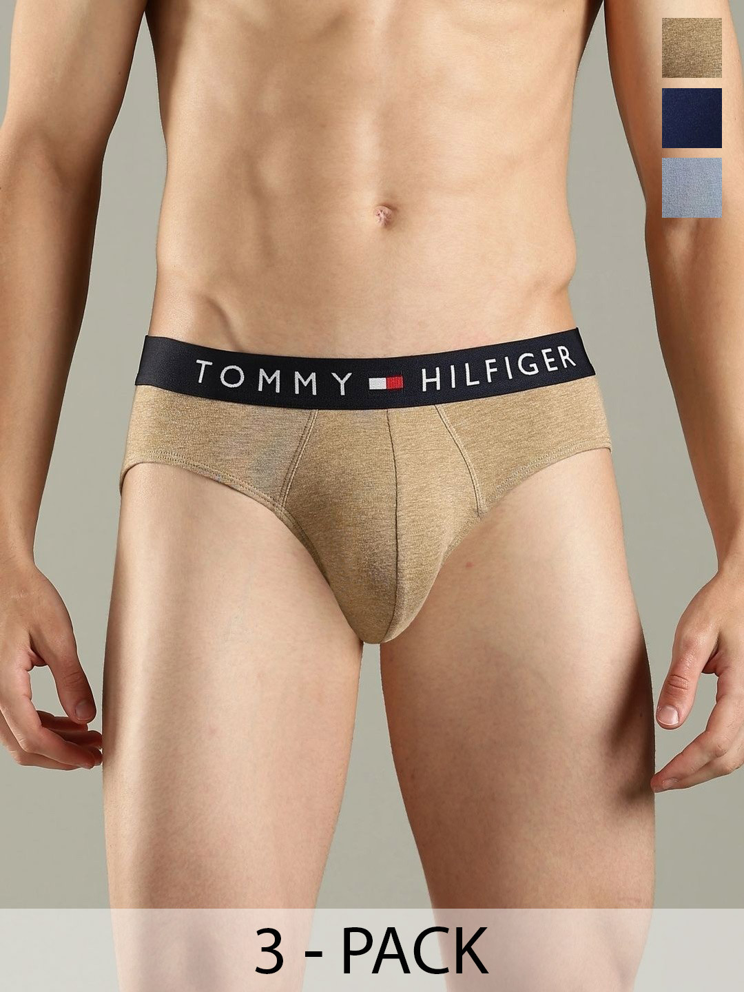 Tommy Hilfiger Men Pack Of 3 Low-Rise Brand Logo Basic Briefs