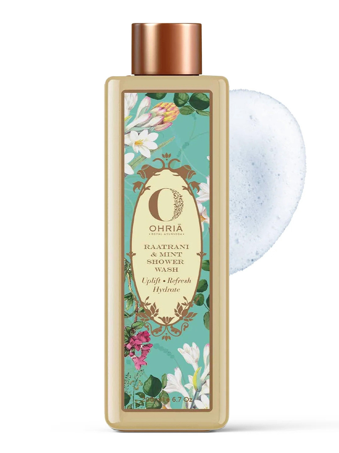 OHRIA AYURVEDA Raatrani & Mint Shower Wash For Uplift, Hydrates & Refresh - 200ml