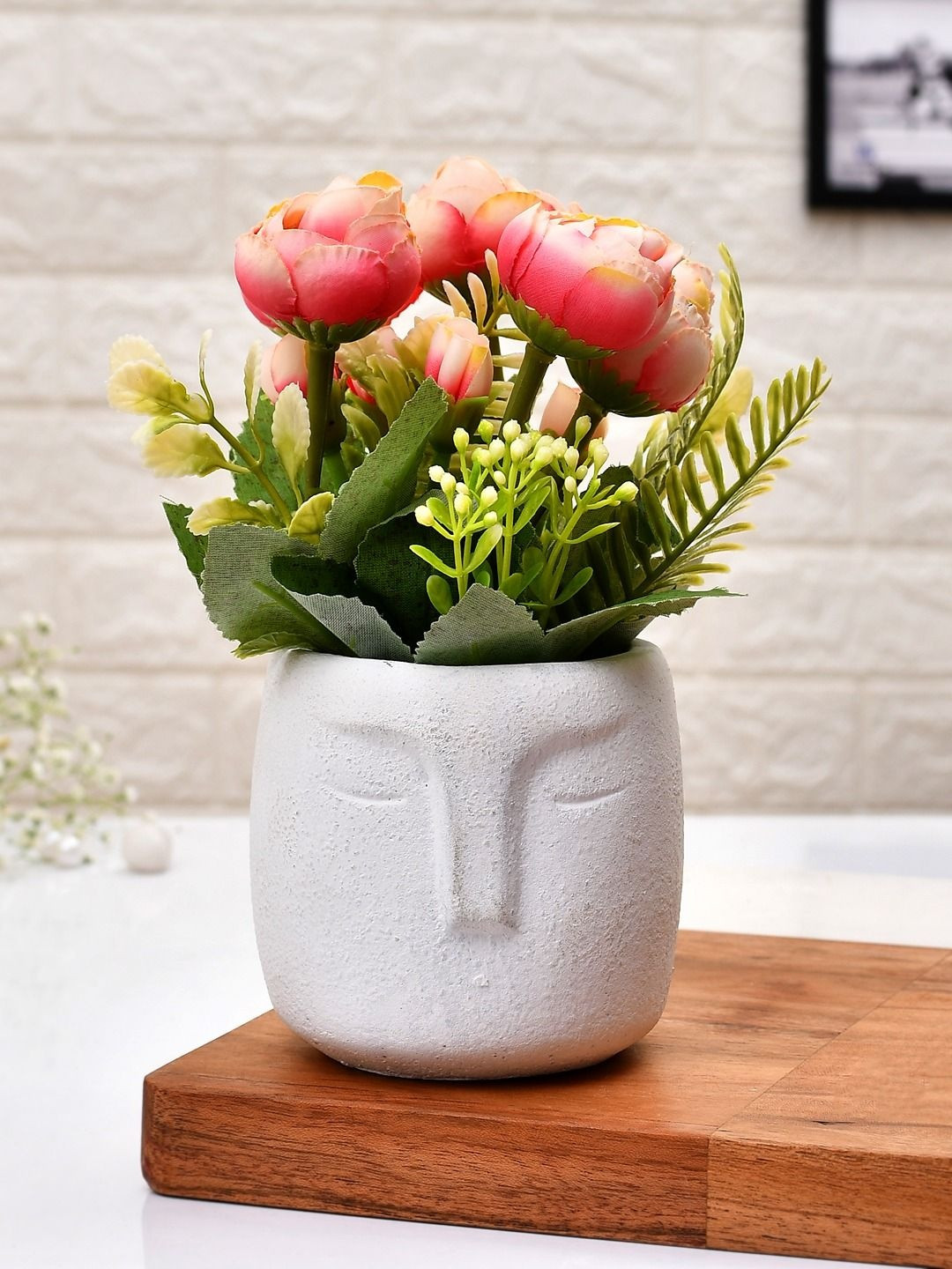 Myntra Elegant Homes White & Pink Ivy Artificial Plant With Pot