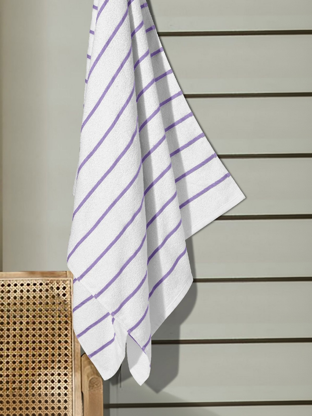 Himeya Purple Rippon Striped Cotton 300 GSM Bath Towel