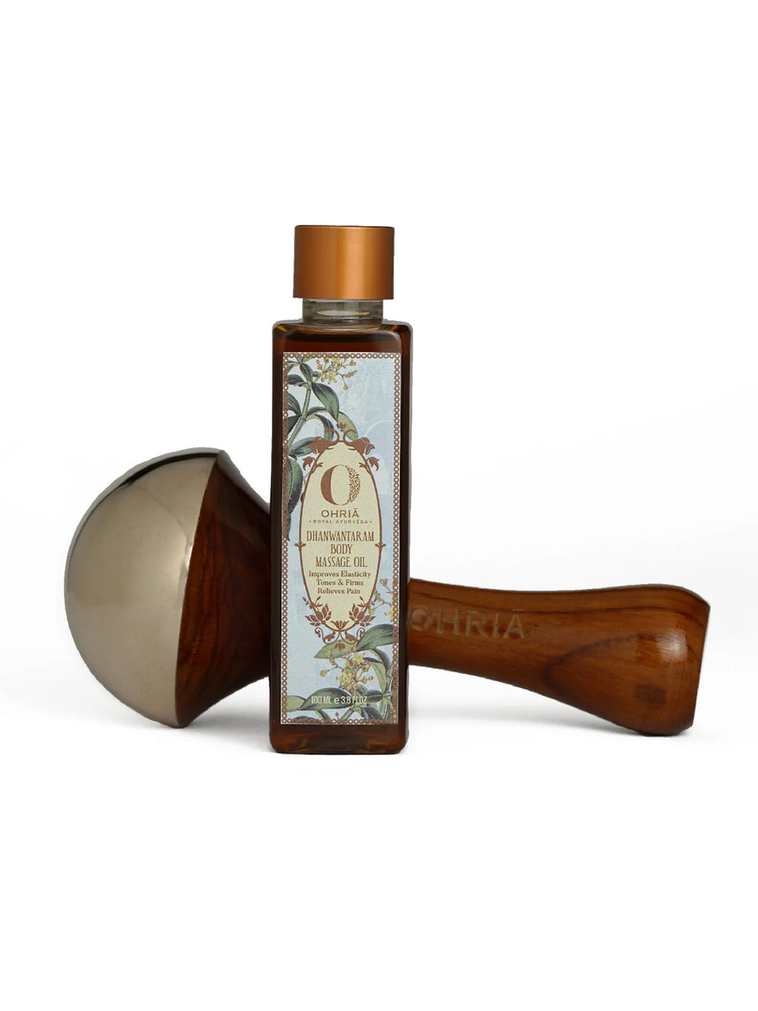 OHRIA AYURVEDA 2-Pcs Dhanwantaram Body Massage Oil & Body Massage Wand Combo