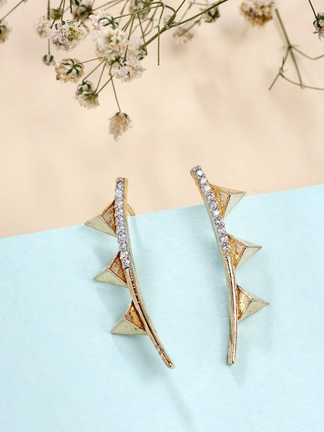 ZENEME Gold Plated American Diamond Studded Ear Cuff