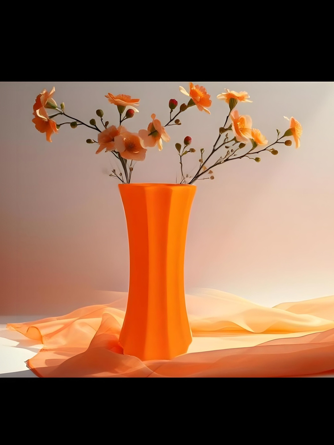 LASAKI Vanya Orange-Colored Textured Ceramic Flower Vase