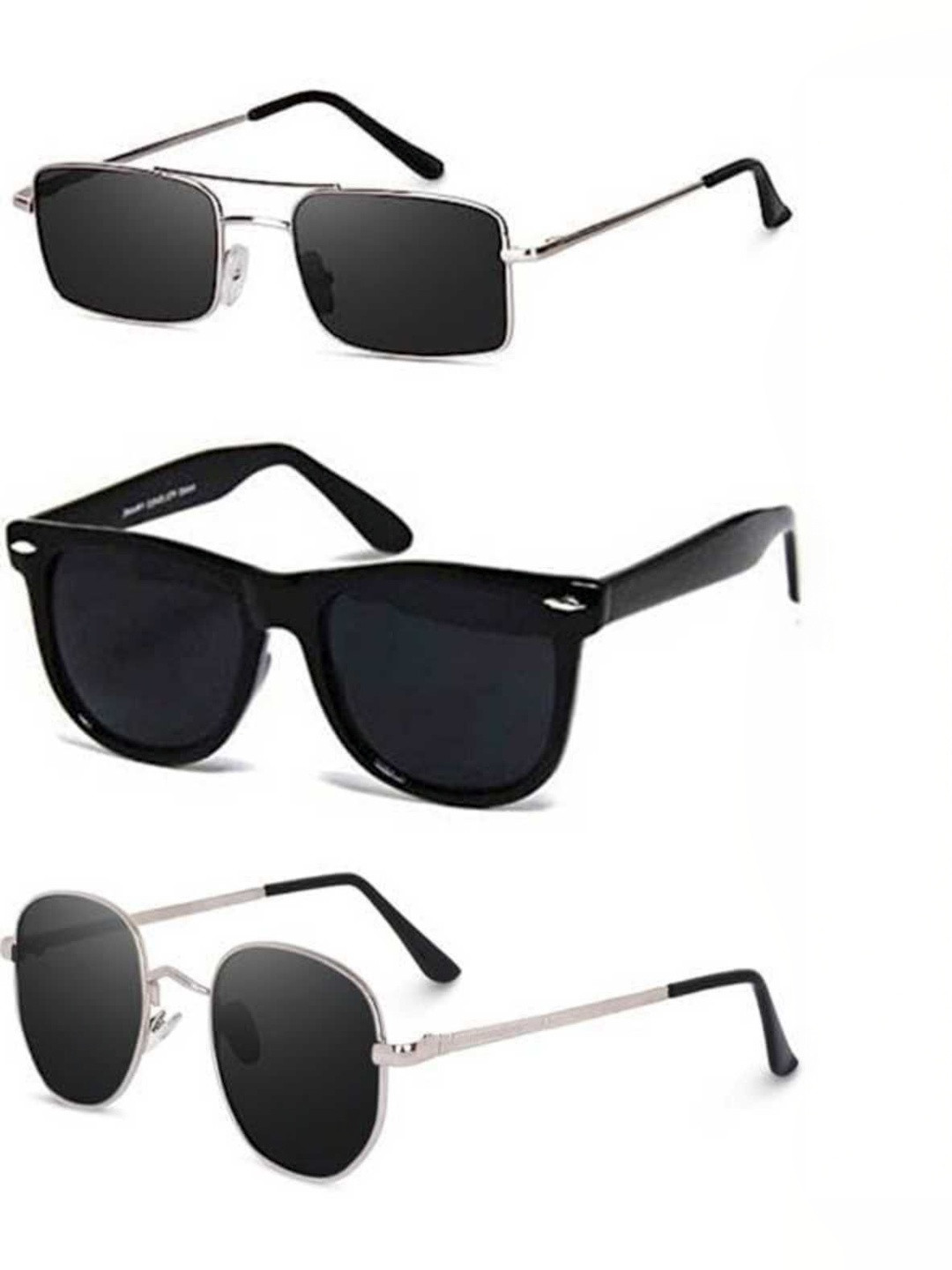 SPADEACES Unisex Black Lens & Black Wayfarer Sunglasses with