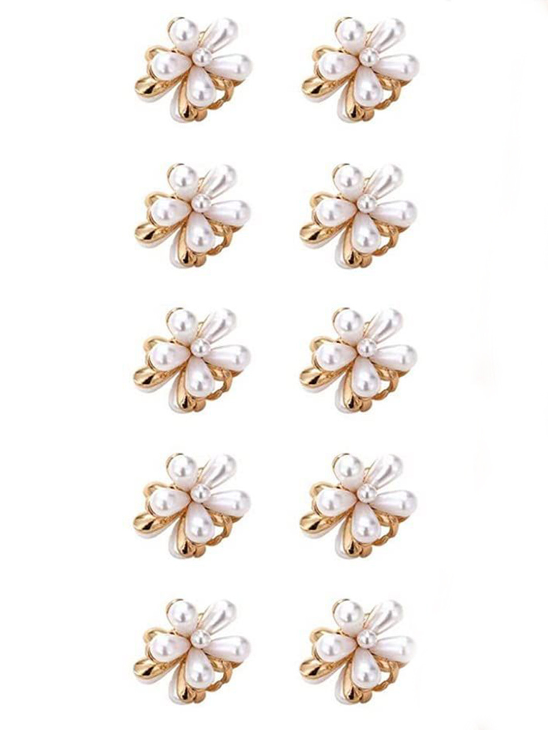 MADHAVWATCH Women Set Of 10 Pearls Claw Clip