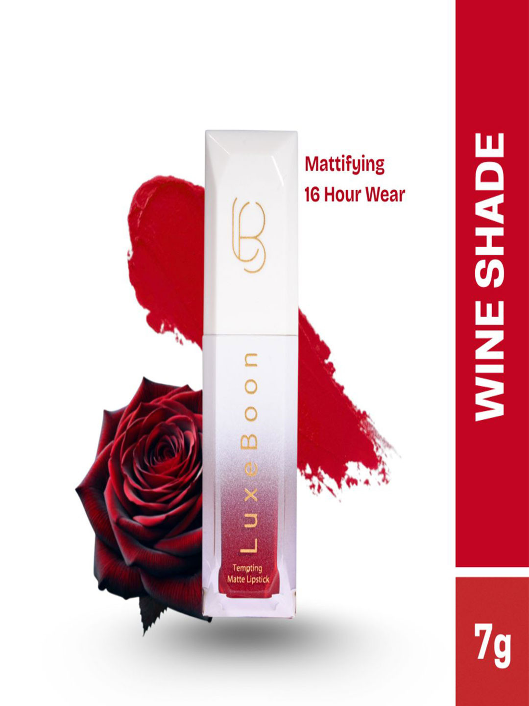 LUXEBOON Tempting & Transfer-Proof Non-Sticky Matte Liquid Lipstick - 7 ml -Wine