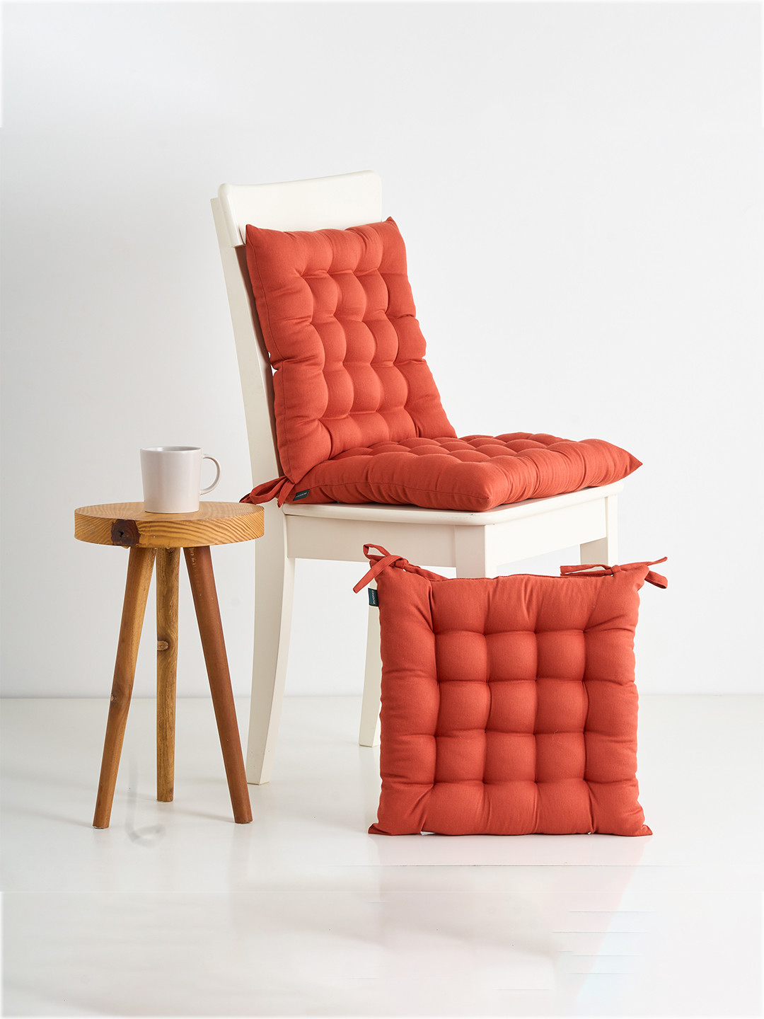 SKANDA FAB Maroon 3 Pieces Durable Pure Cotton Chair Pads