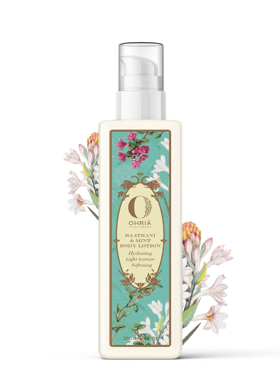OHRIA AYURVEDA Raatrani & Mint Body Lotion for Light Texture & Softening - 200 ml