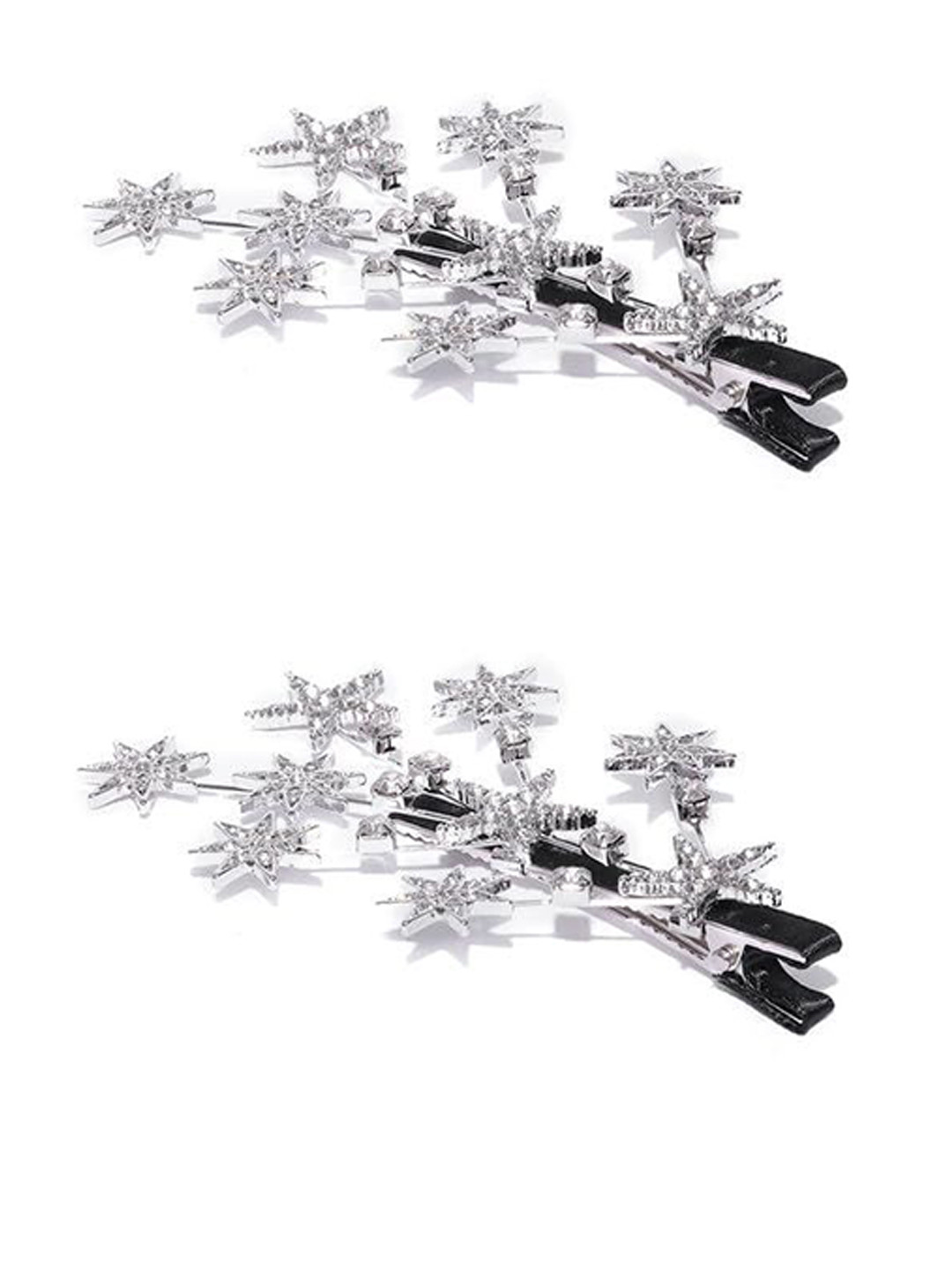DailyObjects Women Set of 2 Star Stone Branches Shape Alligator Hair Clip Hair Accessory