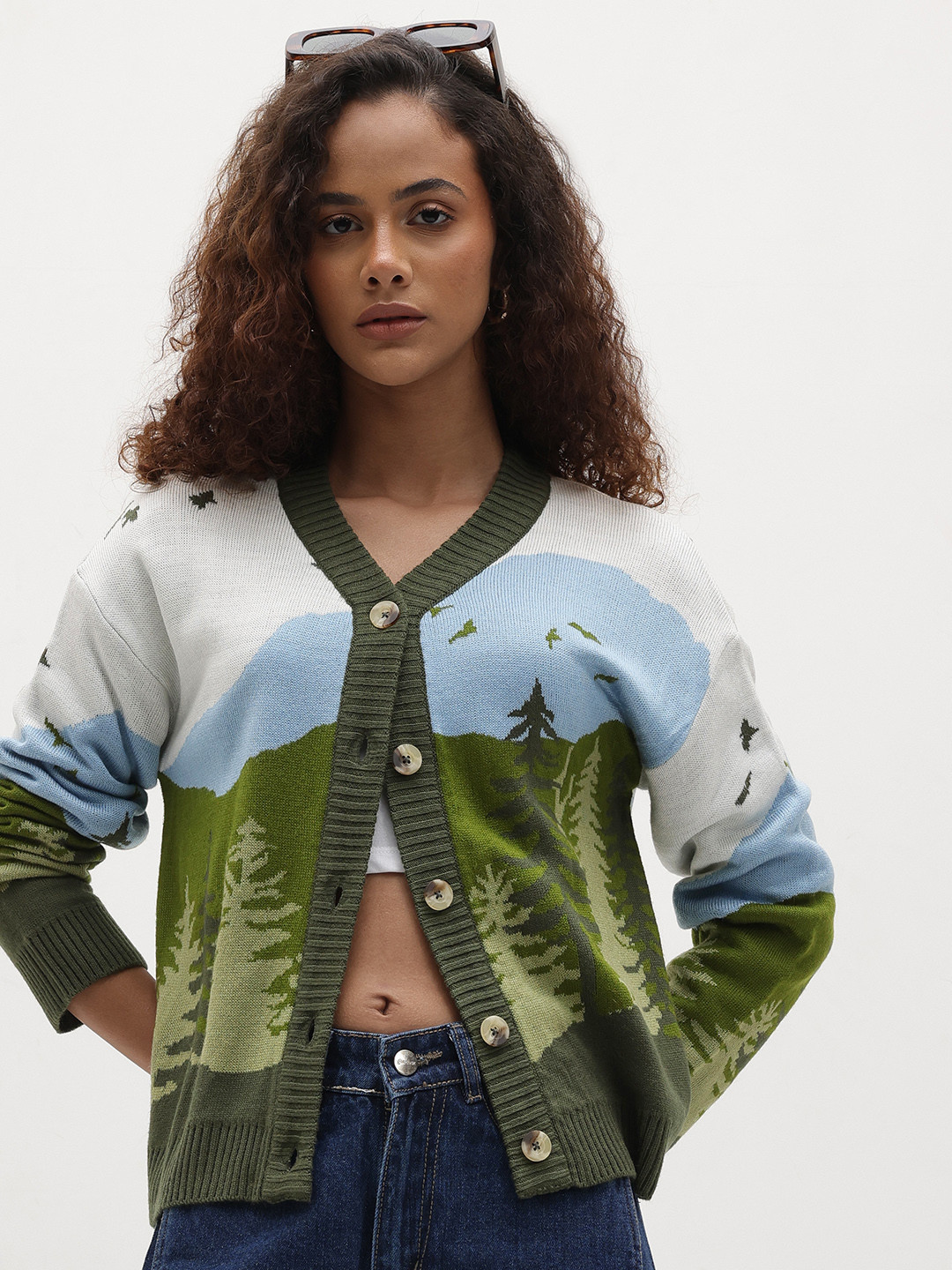 The Roadster Life Co. Acrylic Conversational Embroidered Cardigan