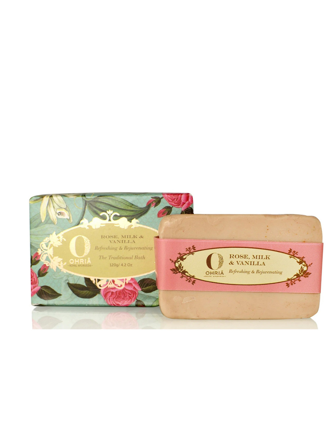 OHRIA AYURVEDA Rose, Milk & Vanilla Refreshing & Rejuvenating Bathing Bar - 120g