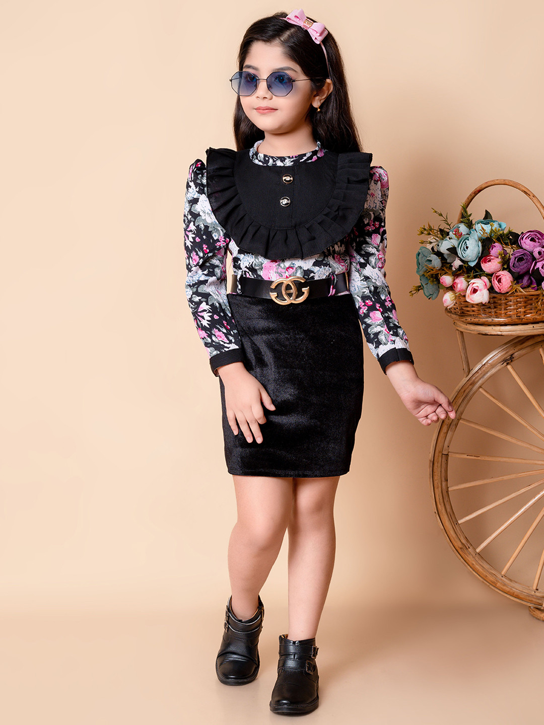 SPAMitude Floral Print Ruffled Bodycon Dress
