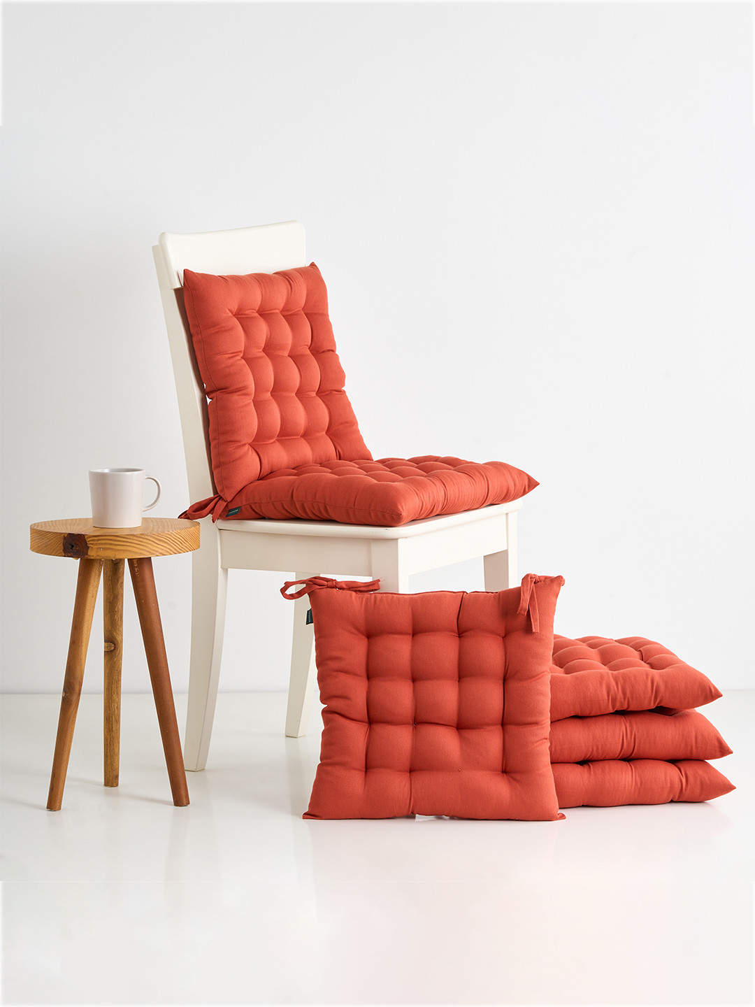 SKANDA FAB Maroon 6 Pieces Durable Pure Cotton Chair Pads