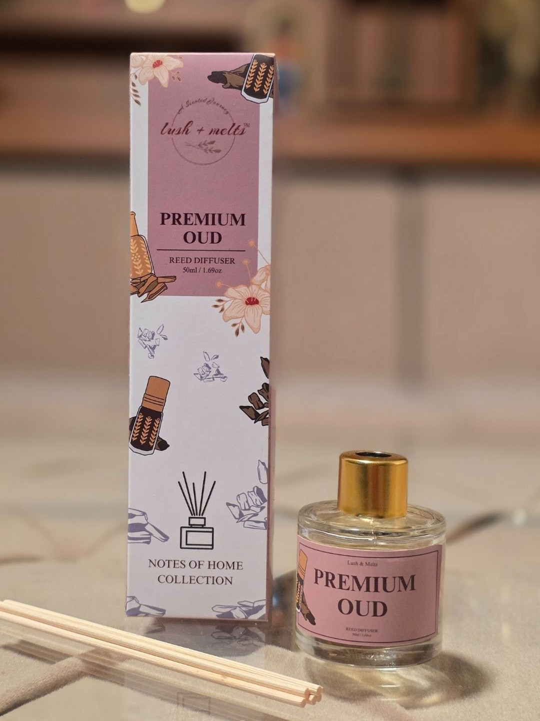 Lush and Melts Pink Oud Aroma Oil Reed Diffuser - 50 ml