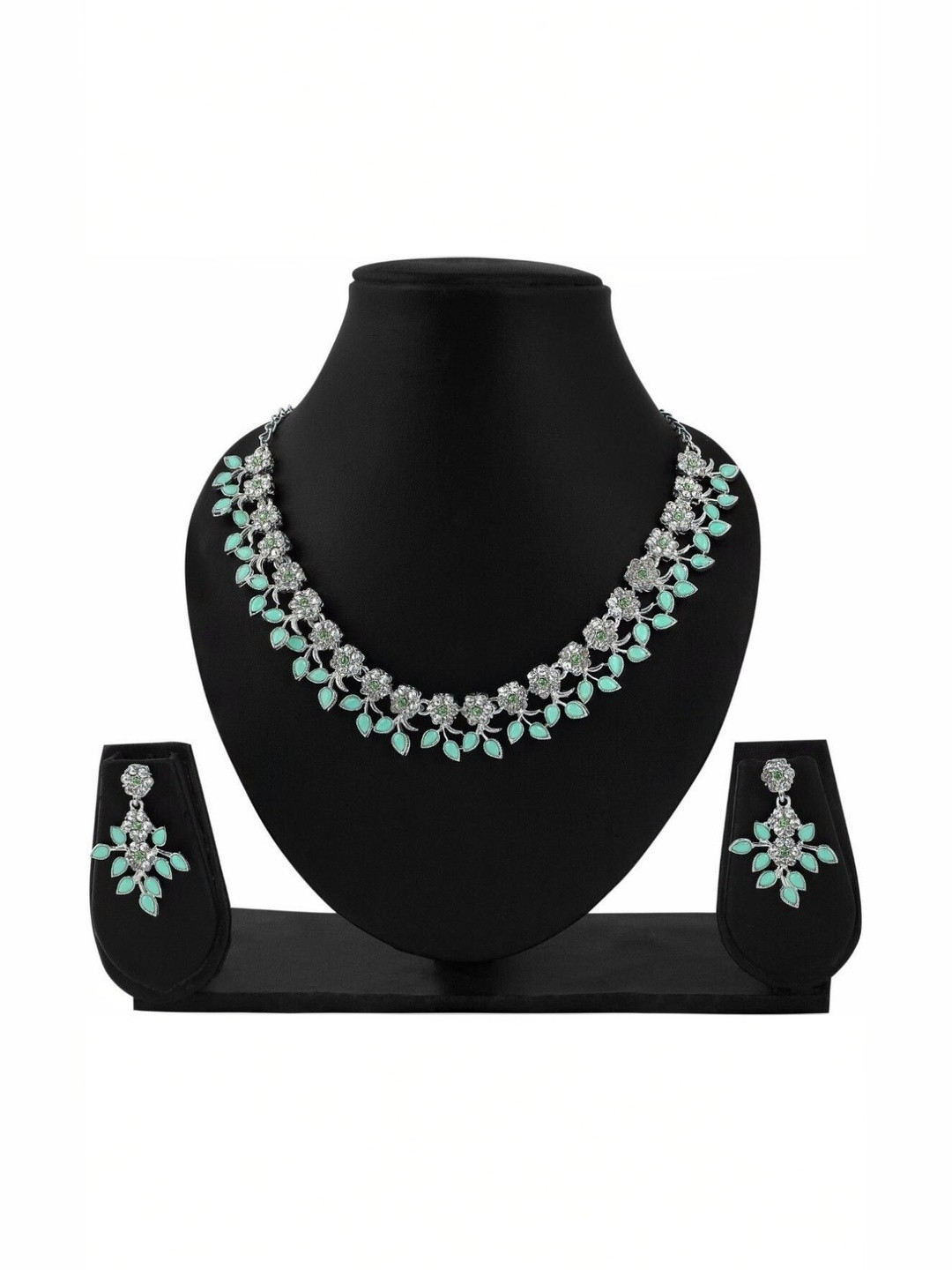 Women Click Stone-Studded Copper Jewellery Set