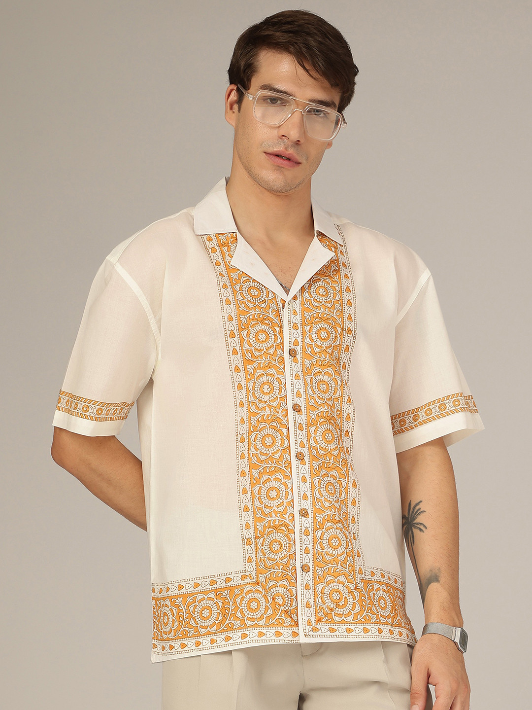 DENNISON Block Printed Oversized Casual Shirt