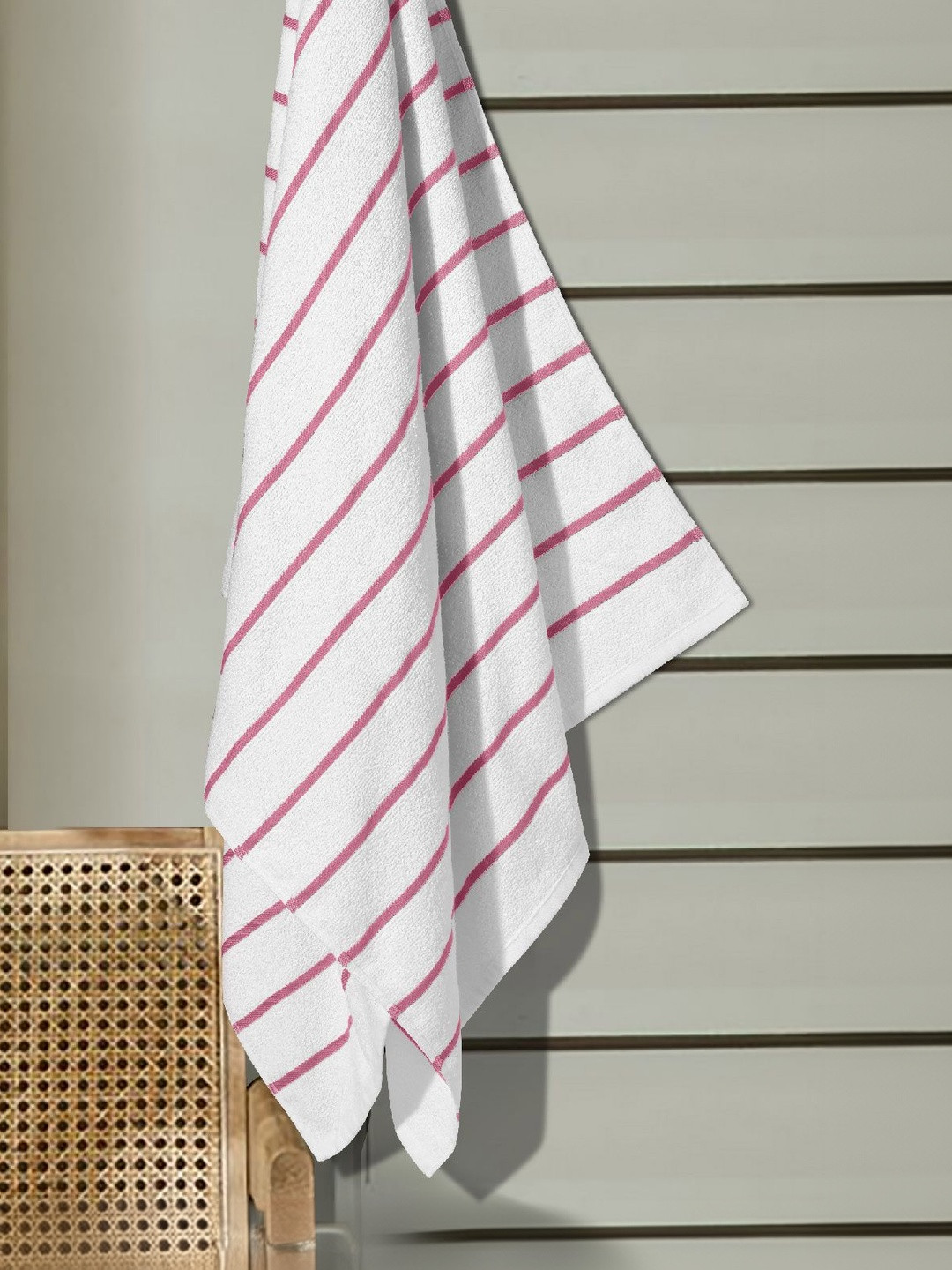 Himeya Pink Rippon Striped Cotton 300 GSM Bath Towel