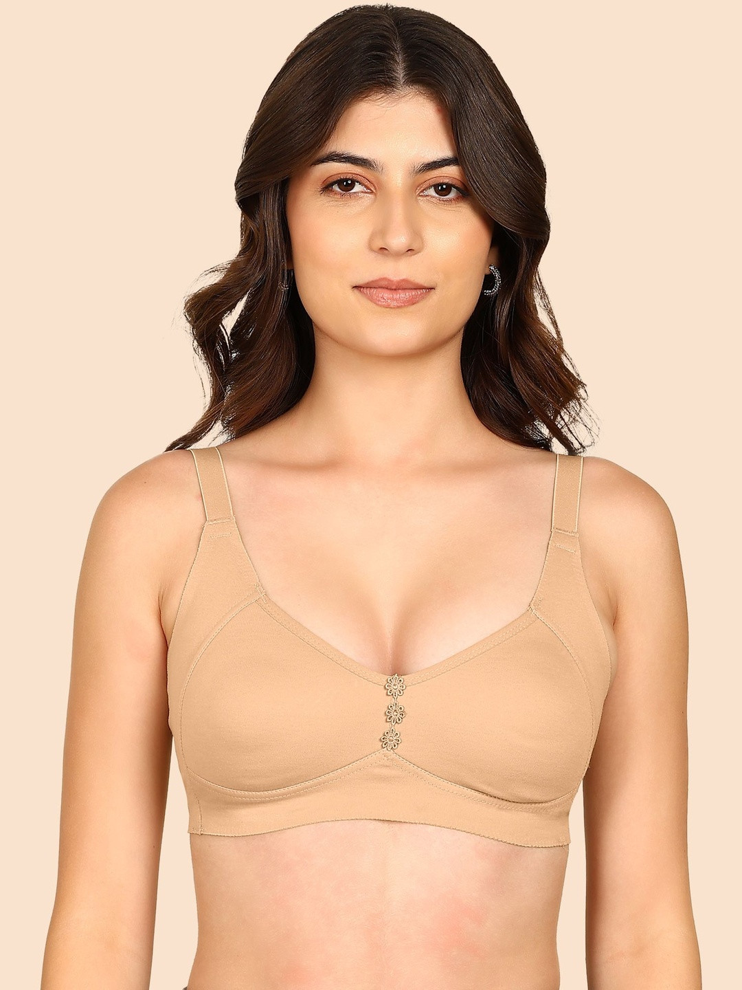 KOMLI Plus Size Bonded Breathable Cotton M-Frame Minimiser Non-Padded Bra