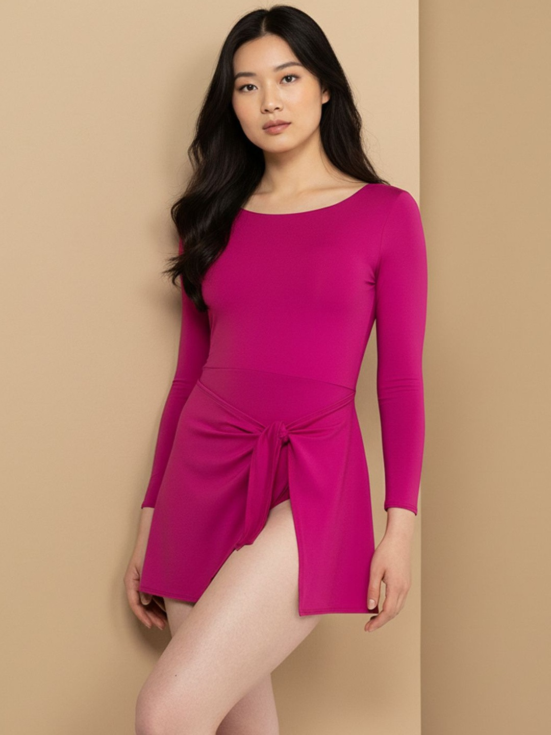 Aoba Round Neck Full Sleeve Swimmimg Dress