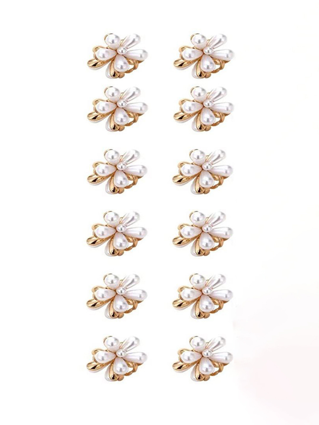 badodiya's Women set of 12 Mini Pearls and Alloy Material Hair Claw Clip