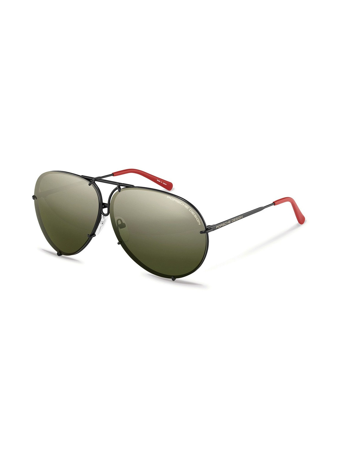 PORSCHE DESIGN Men Green Lens & Black Aviator Sunglasses with