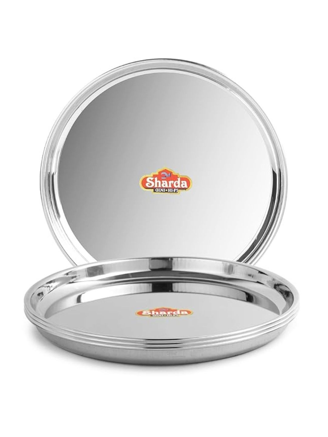 Sharda Metals Unisex Silver-Toned 2025 6 Pieces Stainless Steel Dishwasher Safe Plates