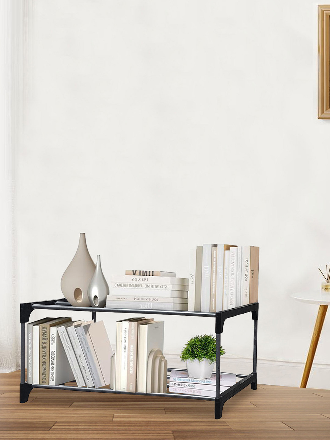 Urban Choice Black 2 Tier Collapsible Shelf Rack