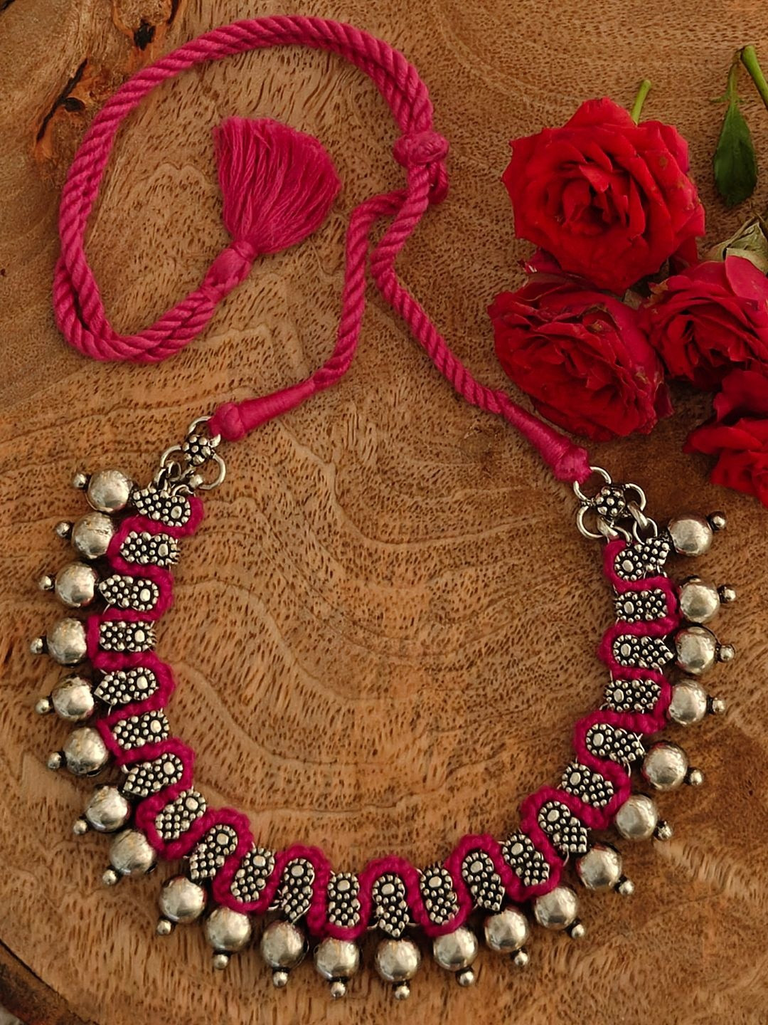 Weaves of Tradition German Silver Oxidised Necklace