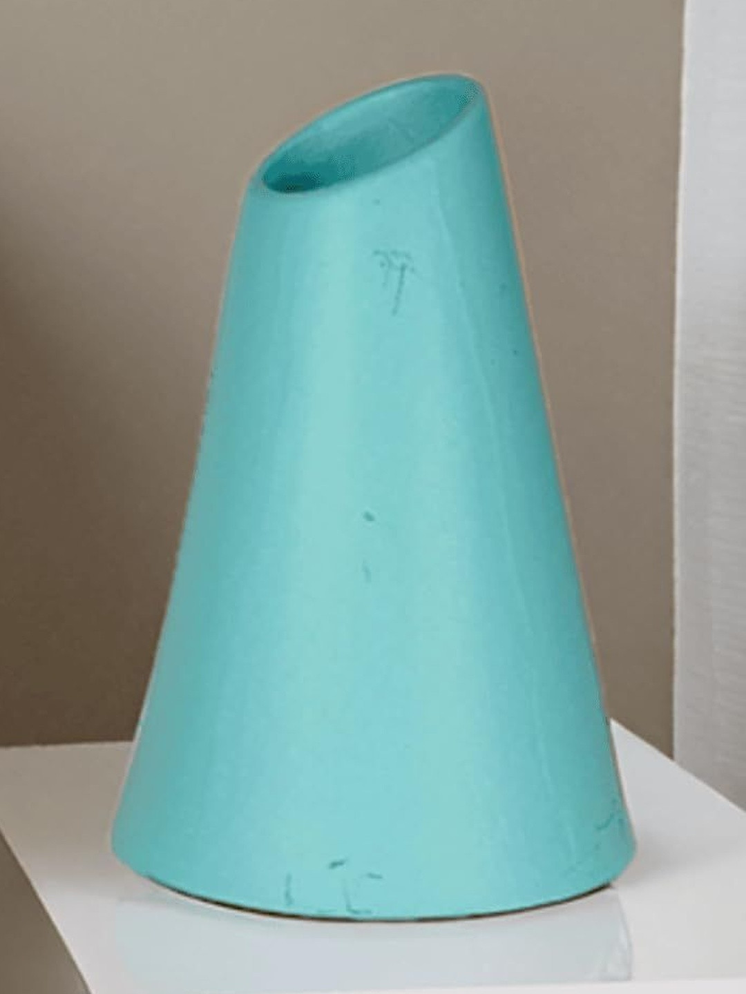 LASAKI Voltra Blue Ceramic Cone Shaped Flower Vase