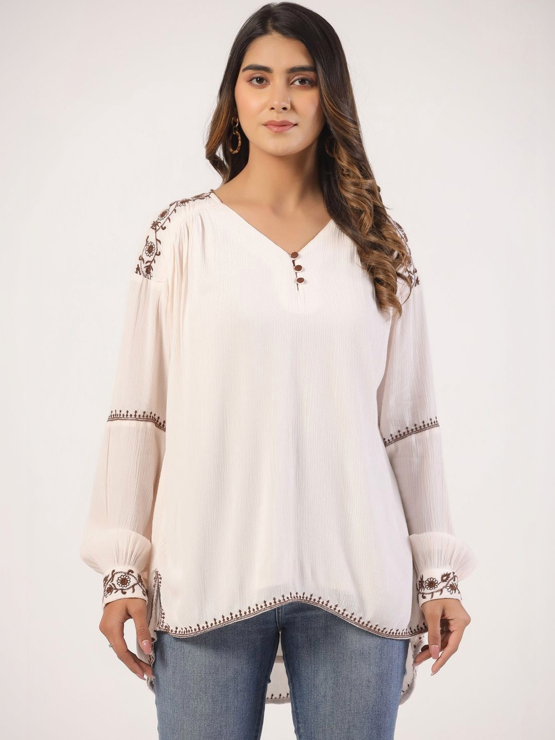 STIL O STITCH Floral Embroidered Bohemian Lace Top