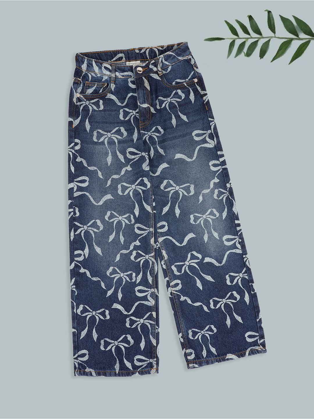 Pantaloons Junior Girls Flared Mid-Rise Light Fade Jeans With Belt Loops