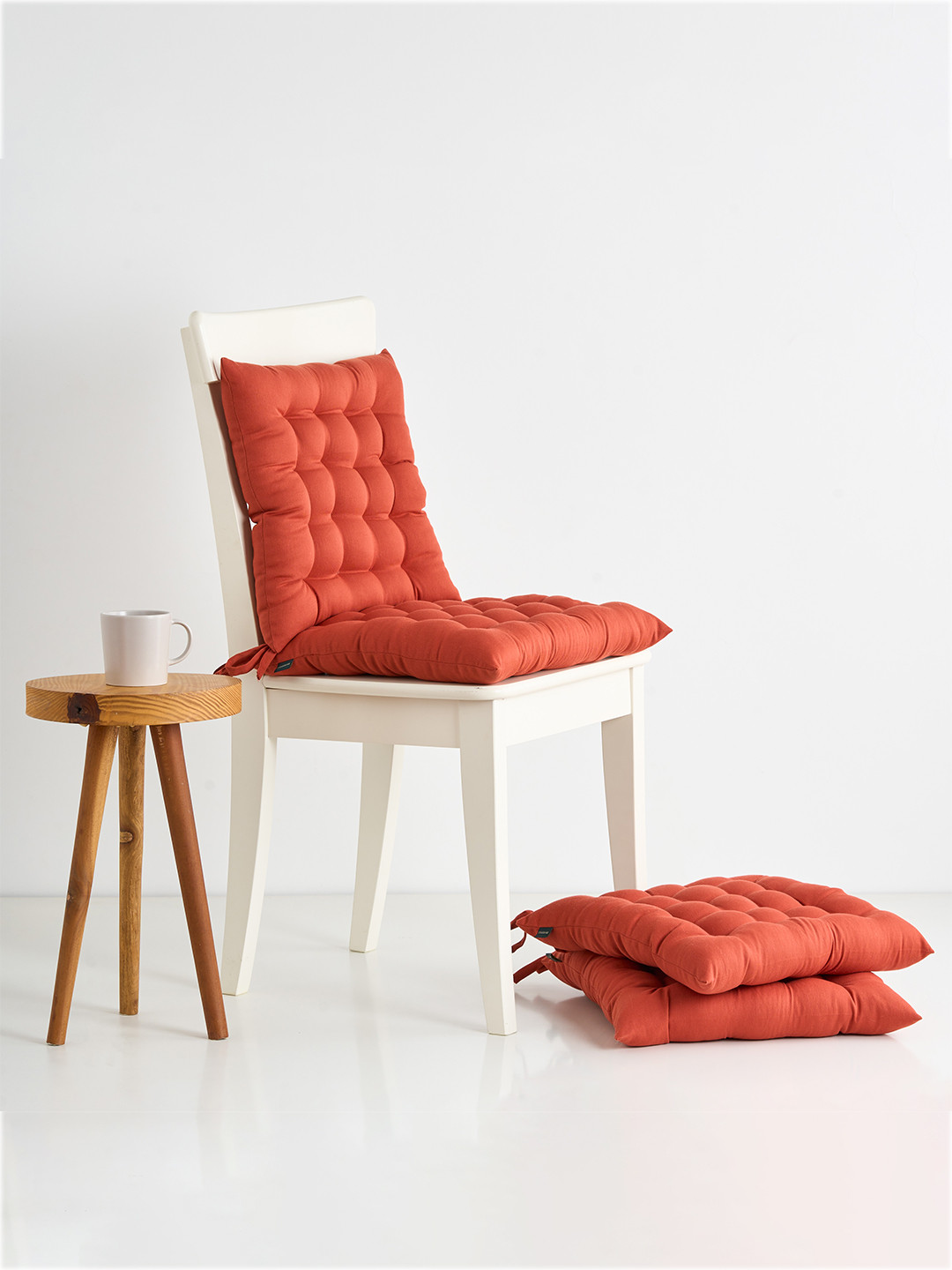 SKANDA FAB 4 Pieces Maroon Pure Cotton Chair Pads