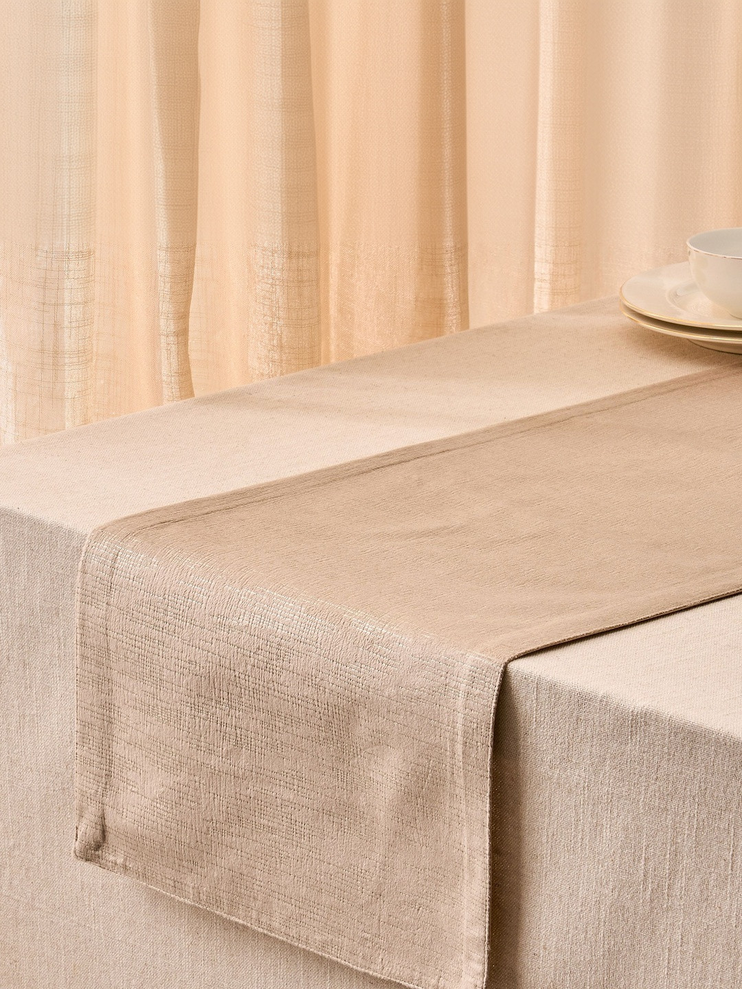 Home Centre Glimmer Marison Brown Printed Table Runner