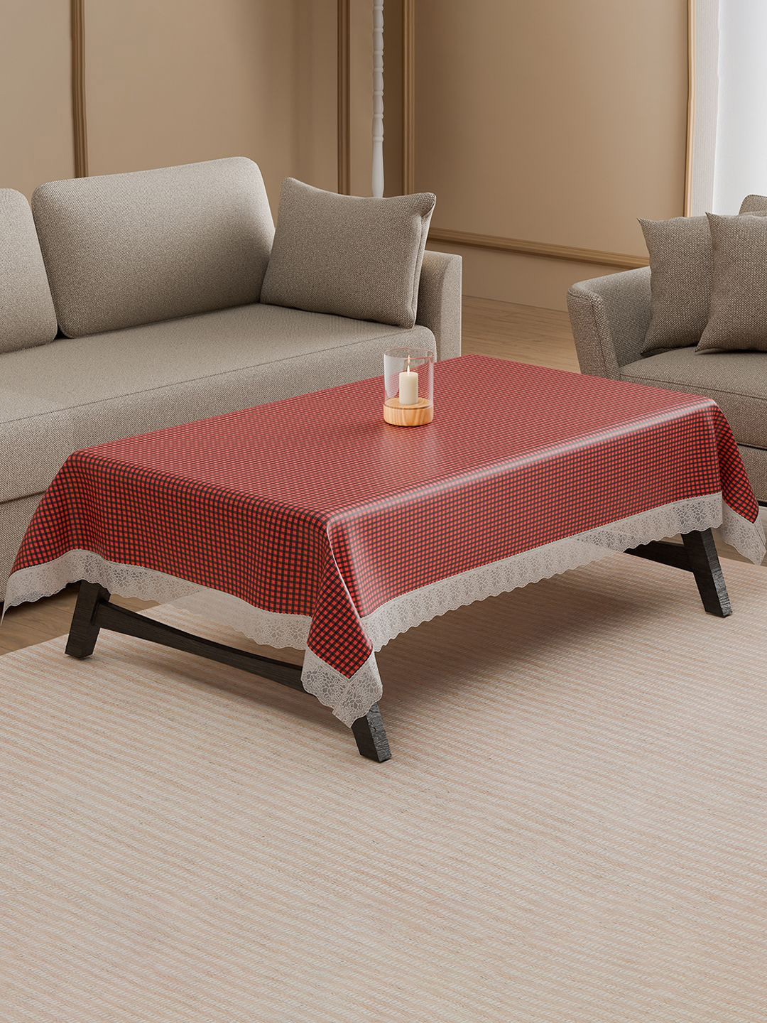 Kuber Industries Geometric Printed Anti-Skid Water Protector 4-Seater Table Cover