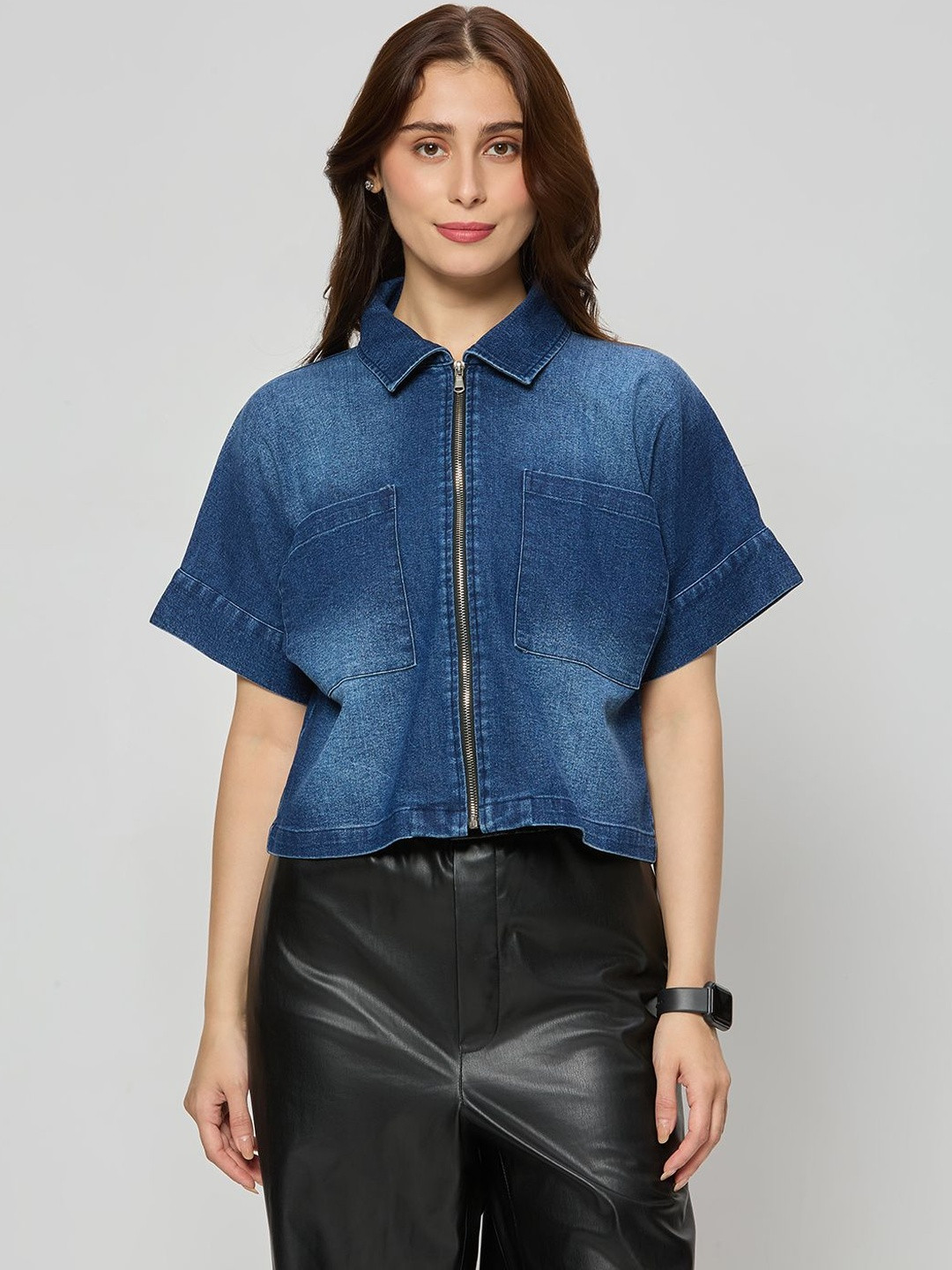 Autumn Hues Denim short Top