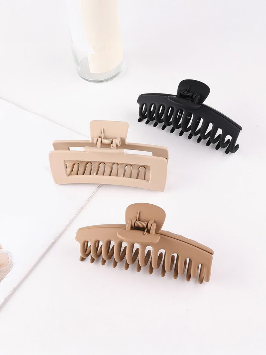 SHREEWATCHES Women Set of 3 Plastic Hair Claw Clip