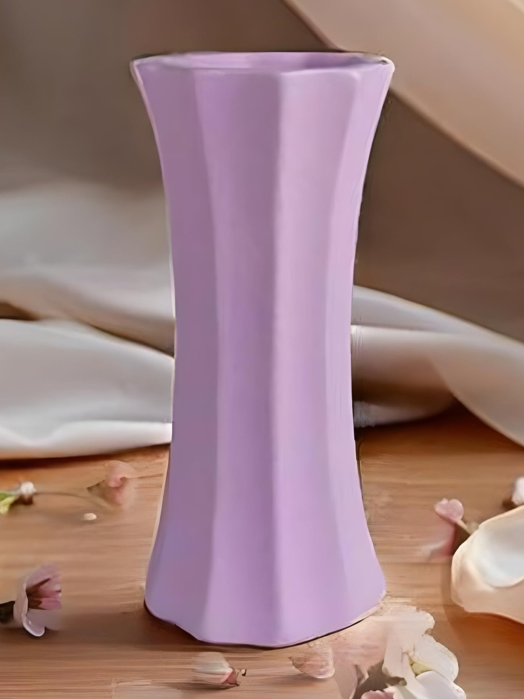 LASAKI Vanya Purple Textured Ceramic Flower Vase