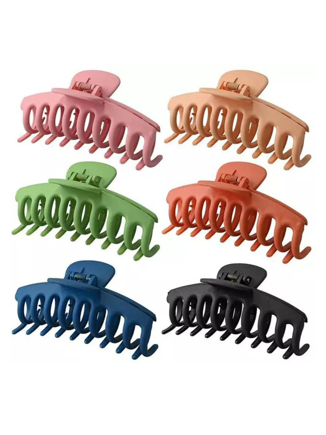 Nayakk Women Set of 6 Random Colours Matt Claw Clip