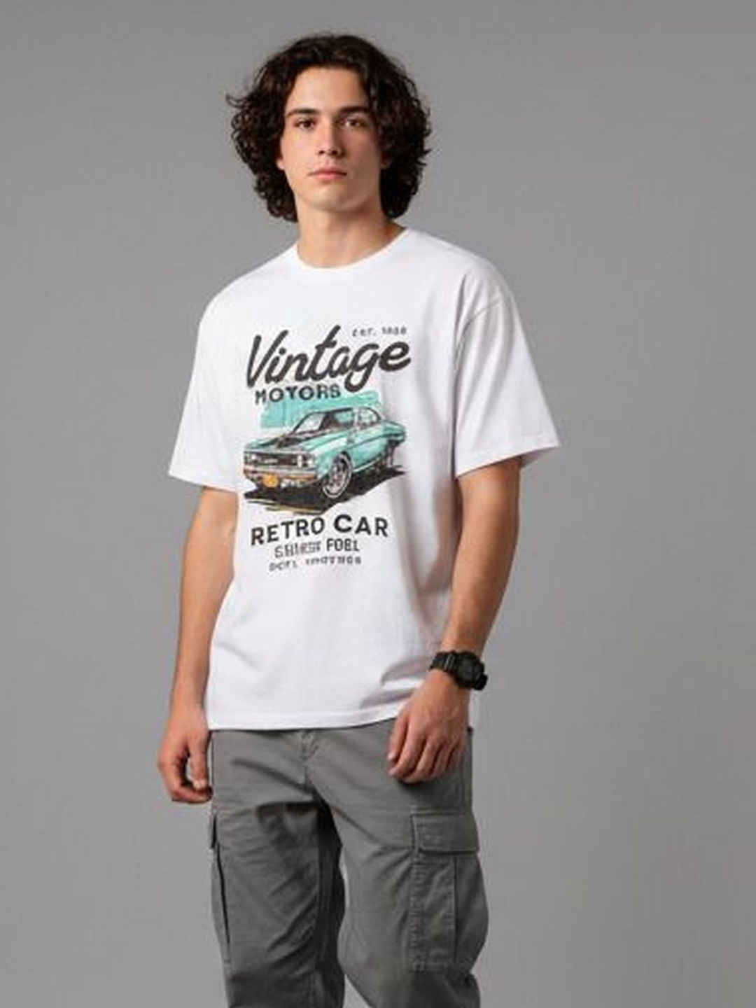 White Graphic Printed Regular Fit T-shirt for Men