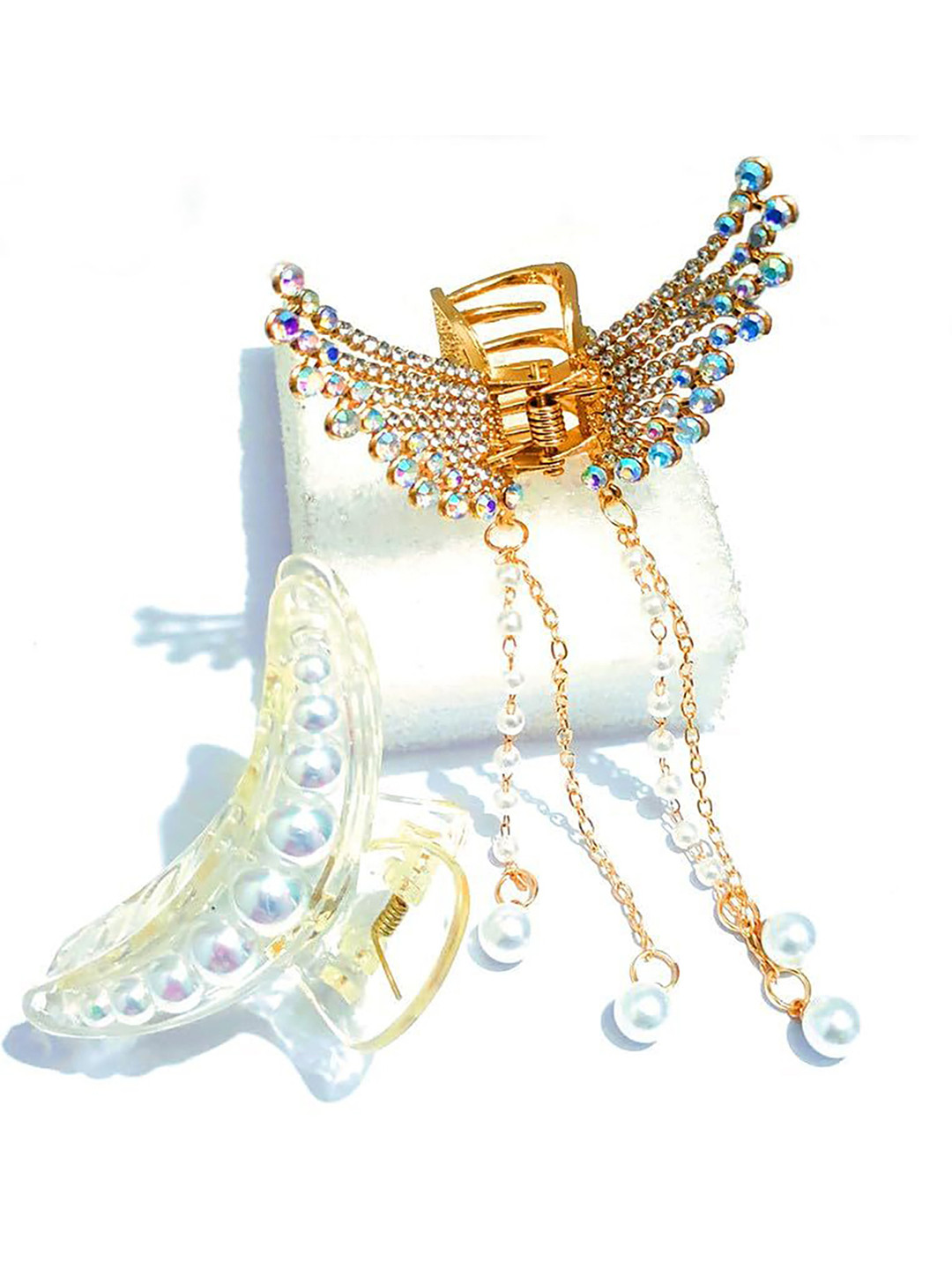 DOCTOR HEALTH SUPER SOFT Women Set of 2 Butterfly Moon Shape Claw Clip