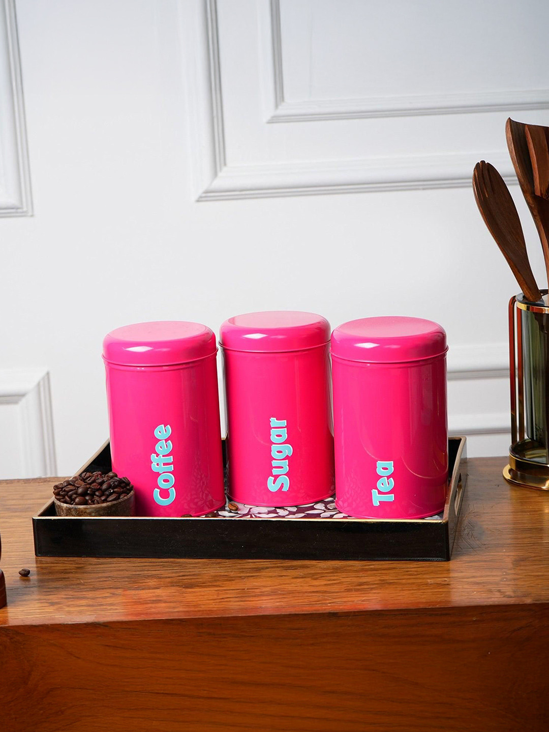 MARKET99 Pink & Blue 3 Pieces Iron Clip-On Containers 1L each