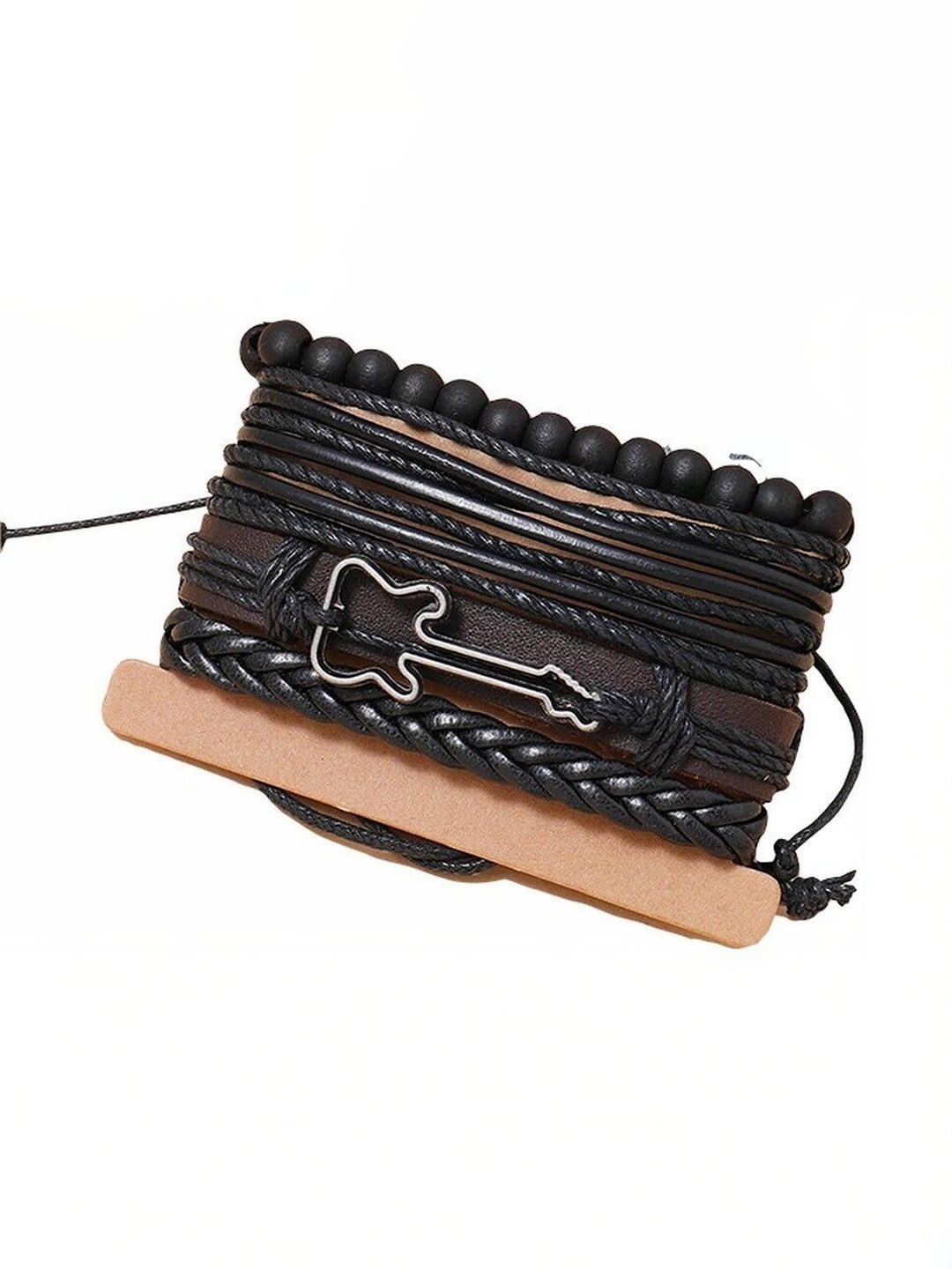 P. R. PRINTS Men 4 Leather Wraparound Bracelet