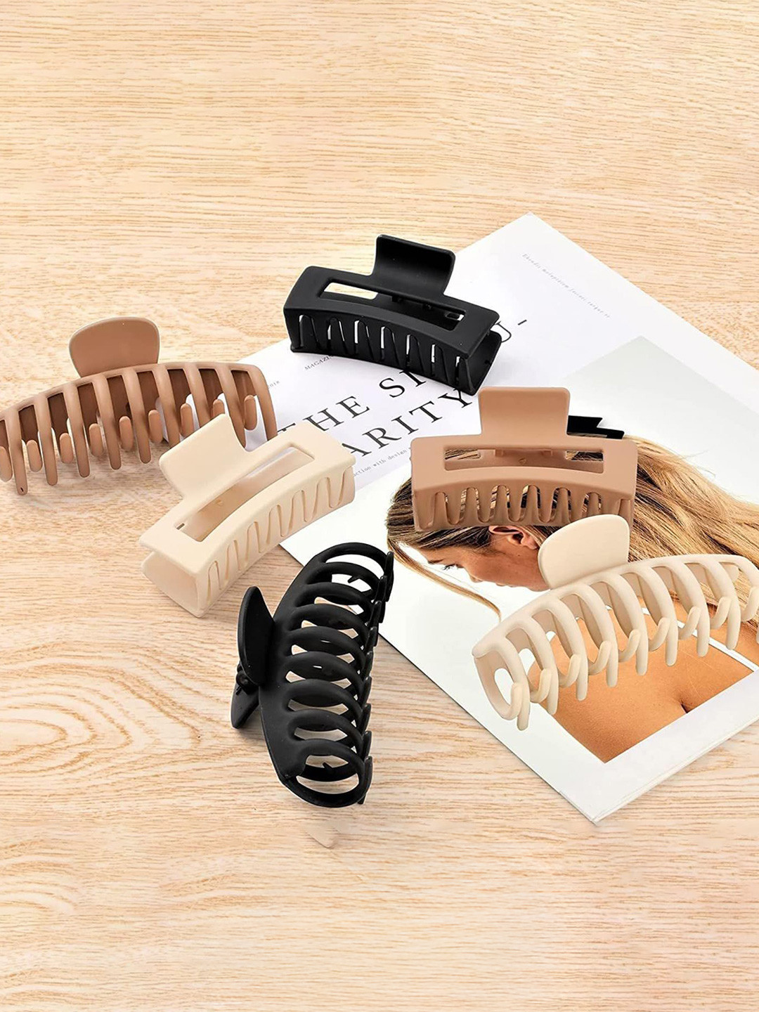 DOCTOR HEALTH SUPER SOFT Women Set of 6  Multi Shape Claw Clip