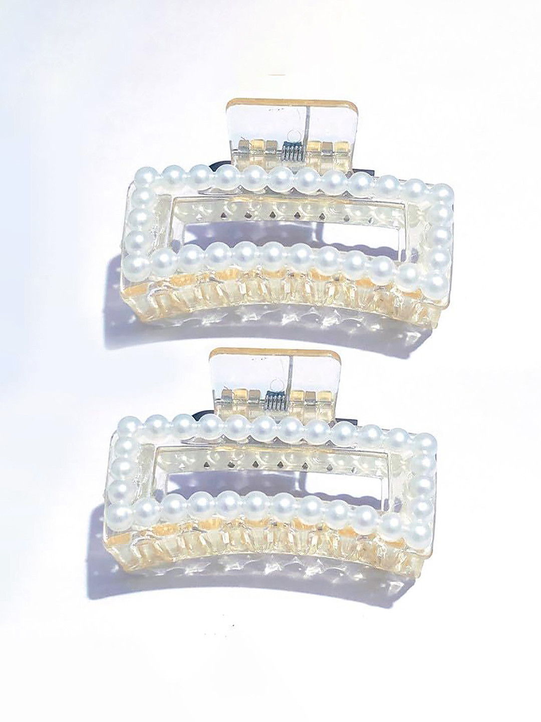 DOCTOR HEALTH SUPER SOFT Women Set of 2 Pearls Beaded Claw Clip