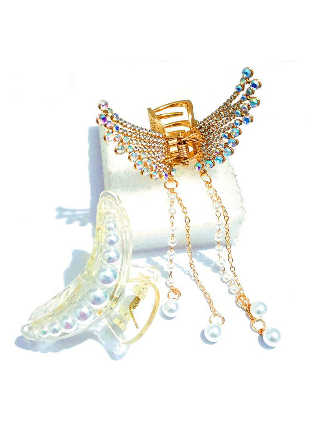 Watch junction Women Set of 2 Butterfly Hair Embellished Claw Clip