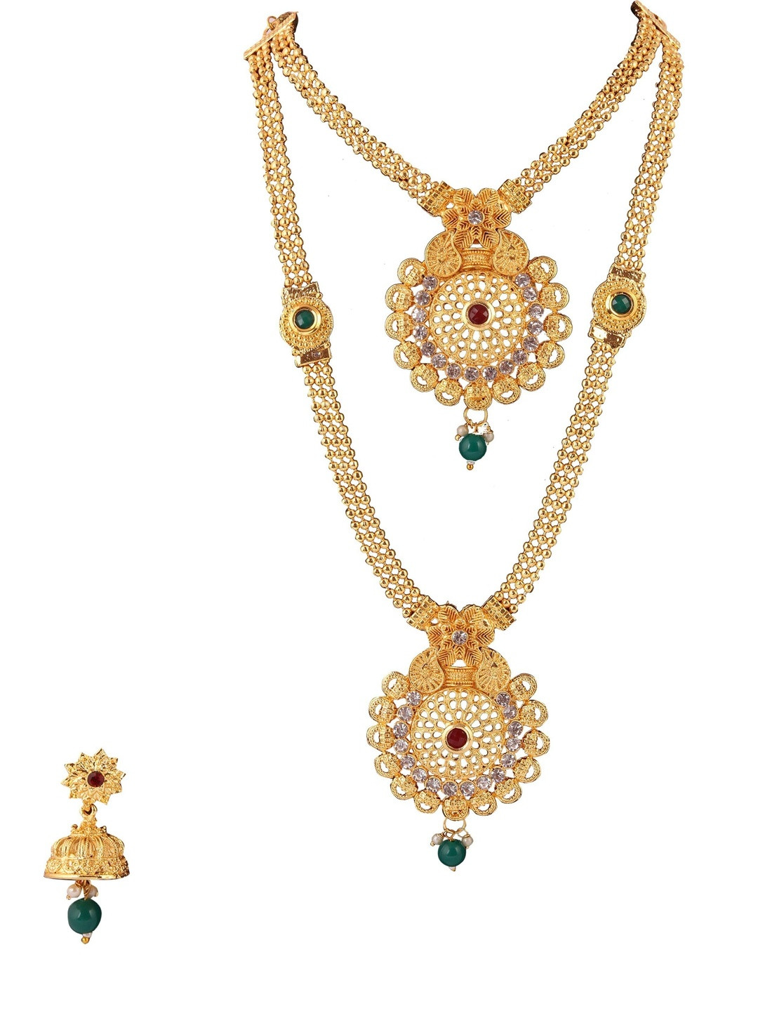 Women Click 2-Layered Stone-Studded Jewellery Set