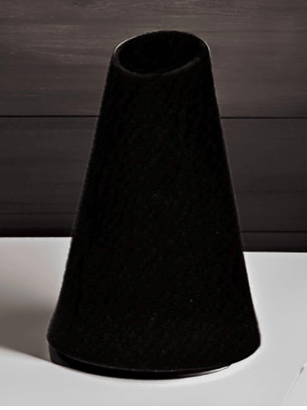 LASAKI Voltra Black Textured Ceramic Cone Shaped Flower Vase