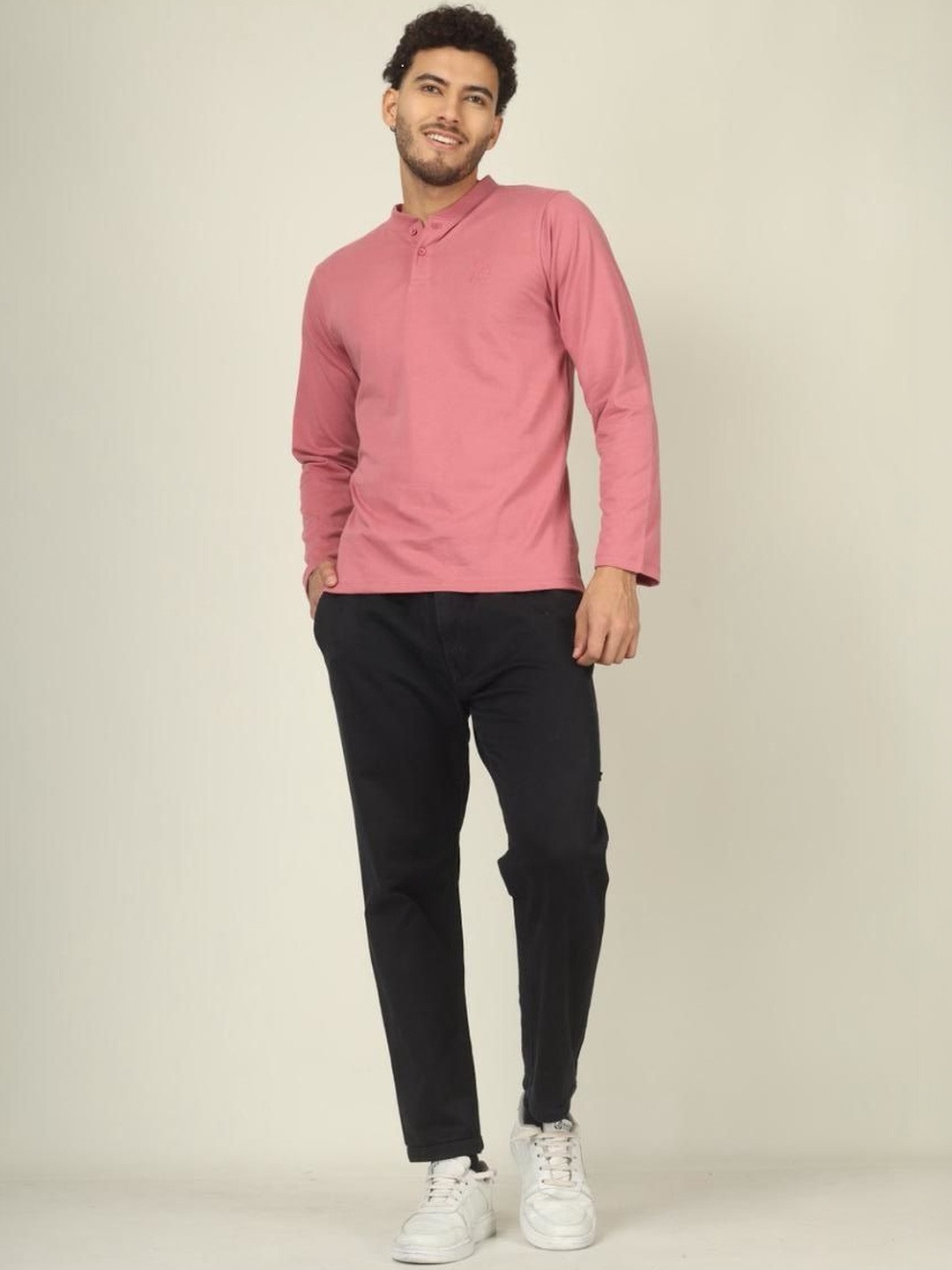 Regent Raiment Men Brand Logo Henley Neck T-shirt